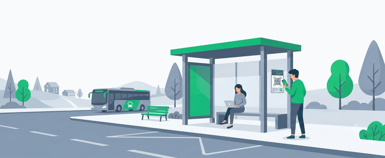 QR tabuľka LYNK na autobusovej zastávke v obci